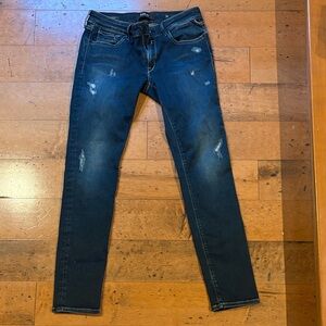 Replay Women's Distressed Dark Blue Skinny Jeans
